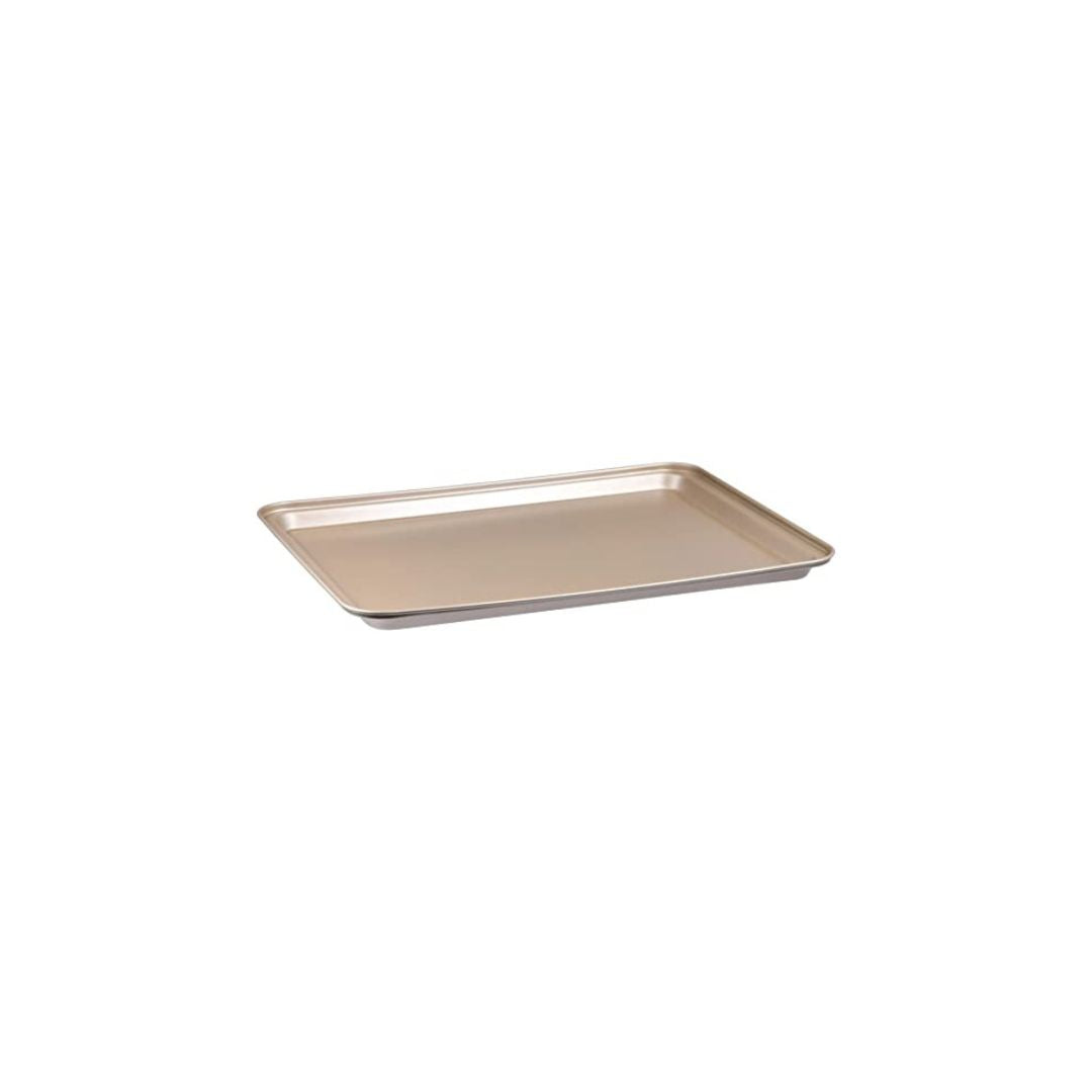 rectangular flat metal pan, Bergner Bakeware Cookie Sheet Gold, highly recommended,Dimensions: 37 x 26 x 1.6