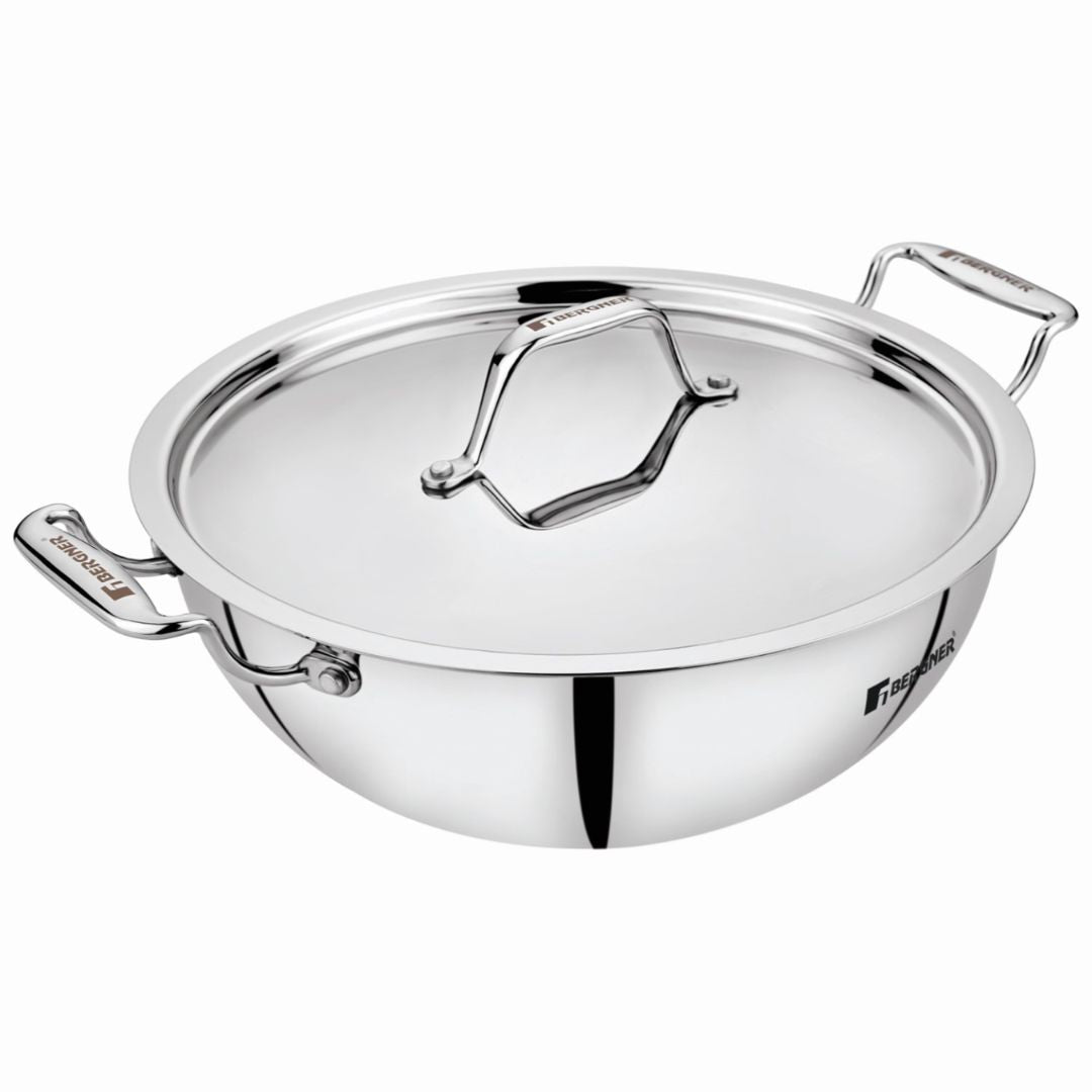 Bergner Non stick Tri-Ply Kadhai with lid