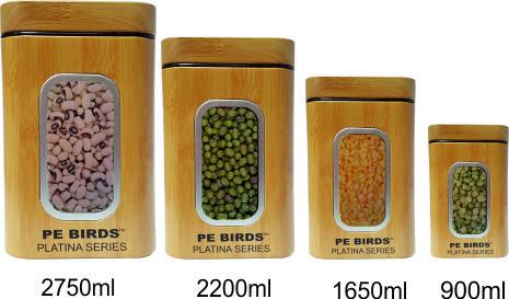 Peacocks PE BIRDS Bamboo Square Bamboo Storage Jar For Kitchen