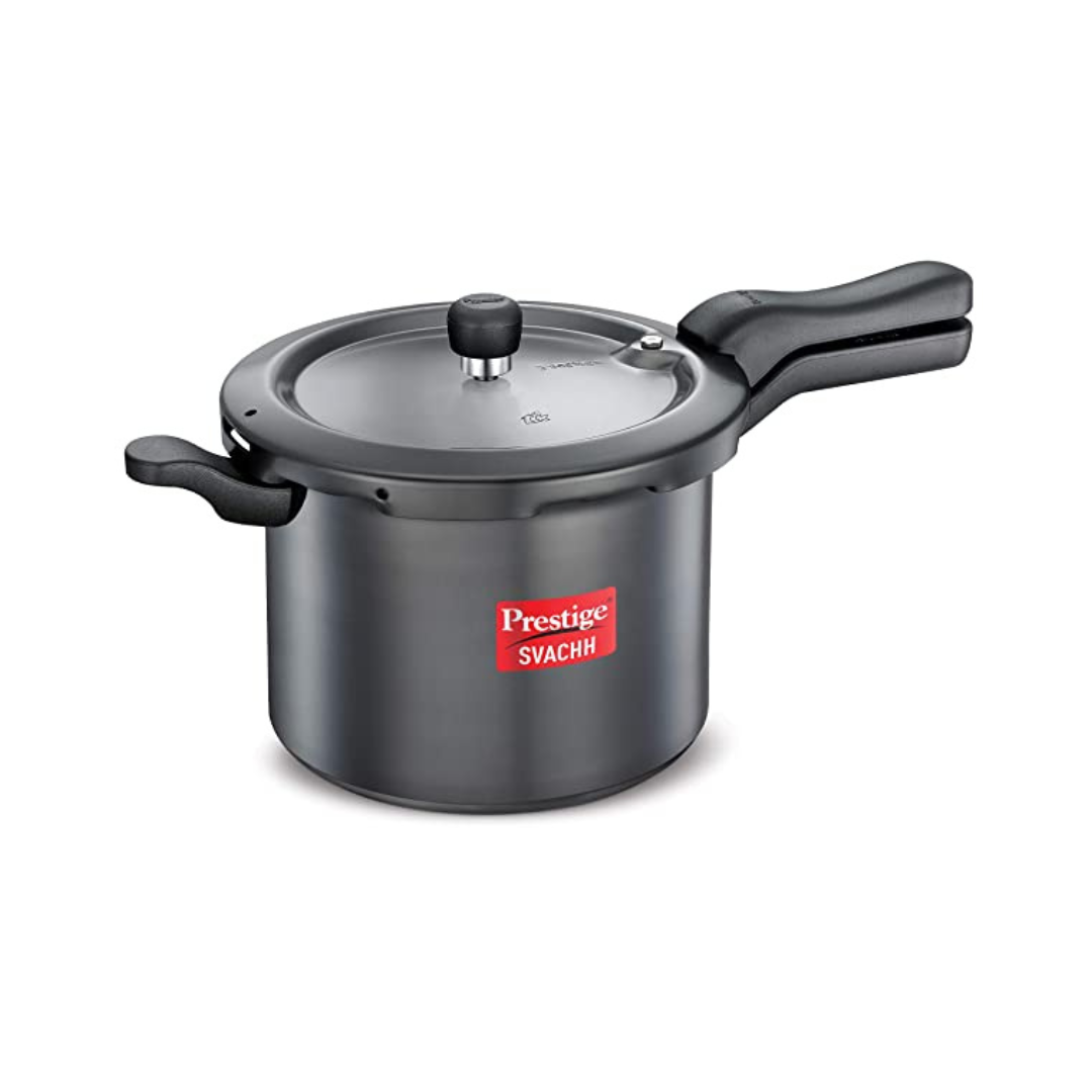 Prestige Svachh Hard Anodised Aluminium Outer Lid Pressure Cooker, 7.5 Litre, Black