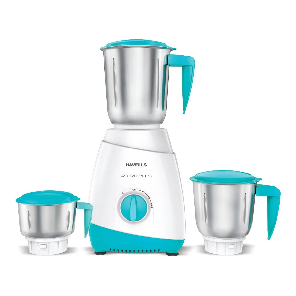 Havells Aspro Plus Mixer Grinder | 550W | White & Light Blue | 3 Jar |