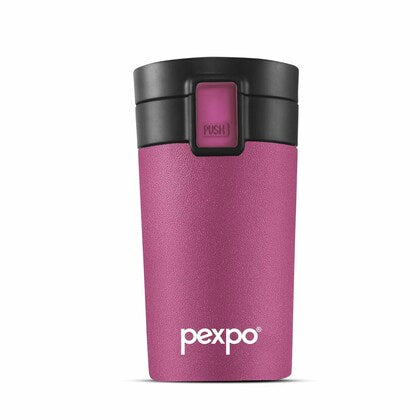 Pexpo Cocoa Vacuum Insulated Coffee Mug | Lock Push Button | Double Wall |