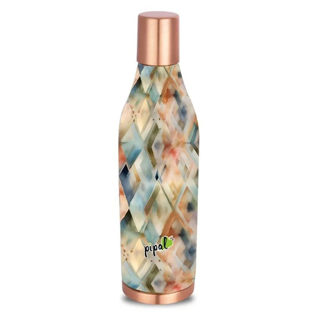 Pipal Sanjivni Printed Copper Water Bottle | 600ml | Stylish Printed Design |