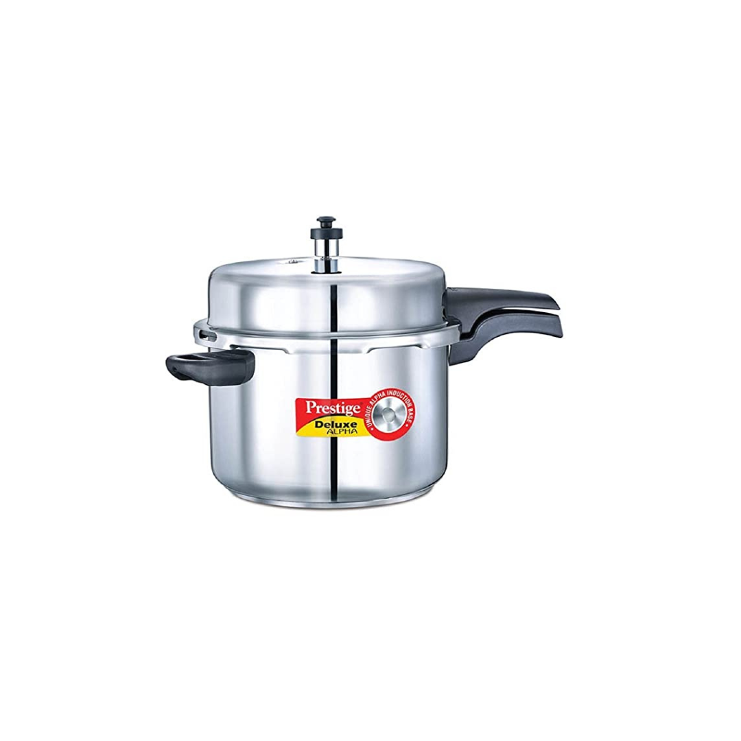 Prestige Deluxe Alpha Stainless Steel Outer Lid Pressure Cooker, 8 Litres, Silver