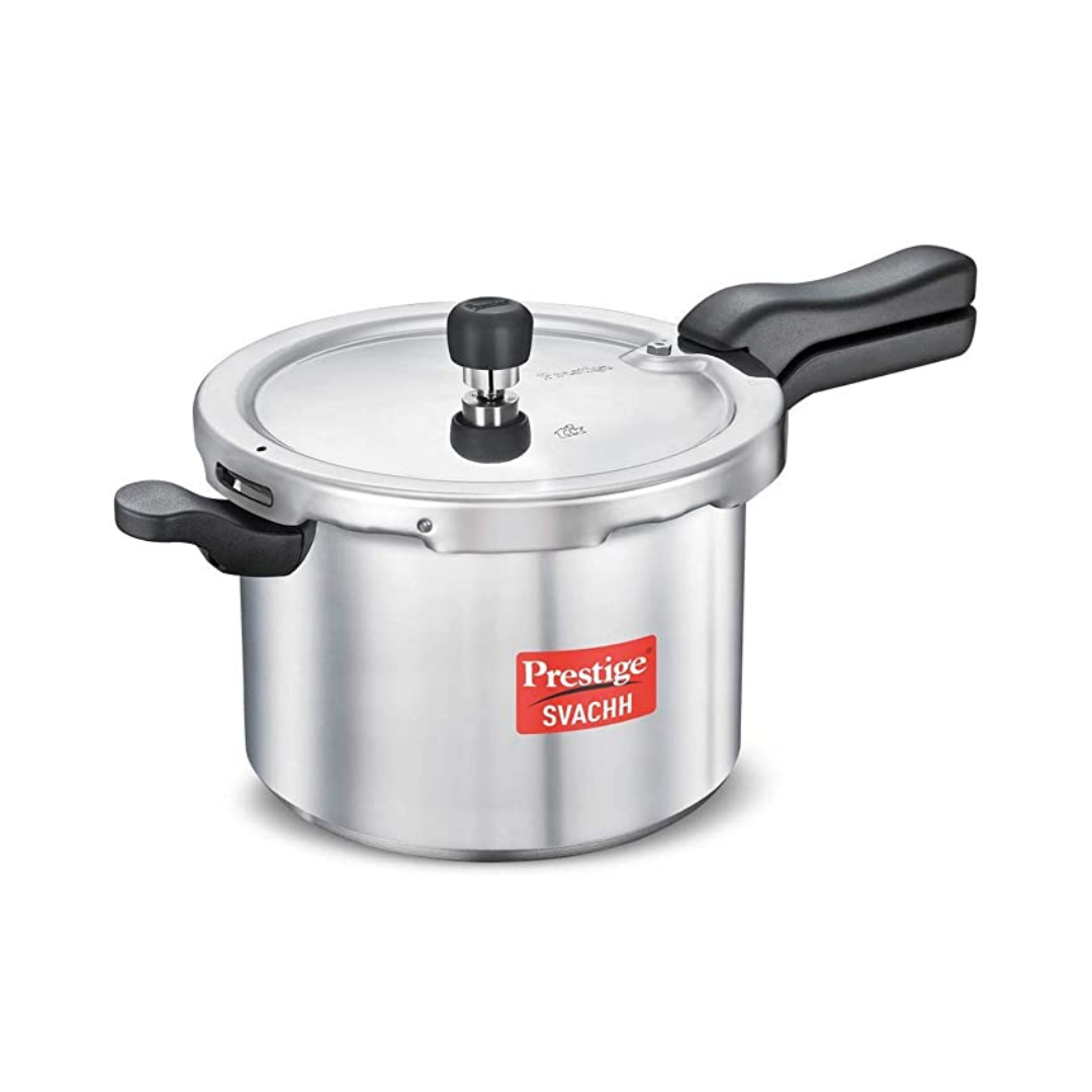 Prestige Svachh Aluminium Outer Lid Pressure Cooker, 7.5 Litre, Black