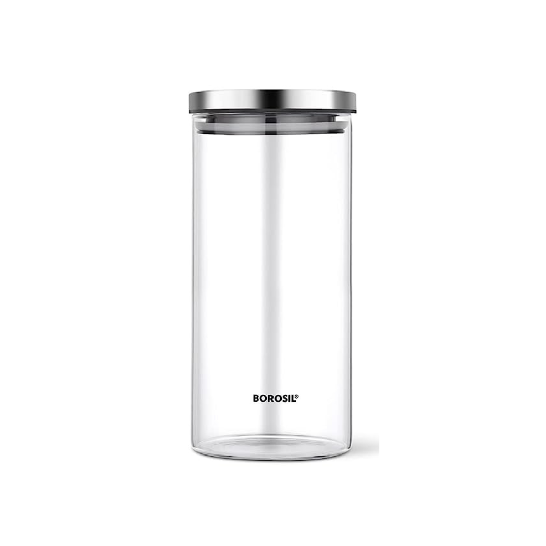 Buy Borosil Classic Glass Jar with Stainless Steel Lid |1200ml|