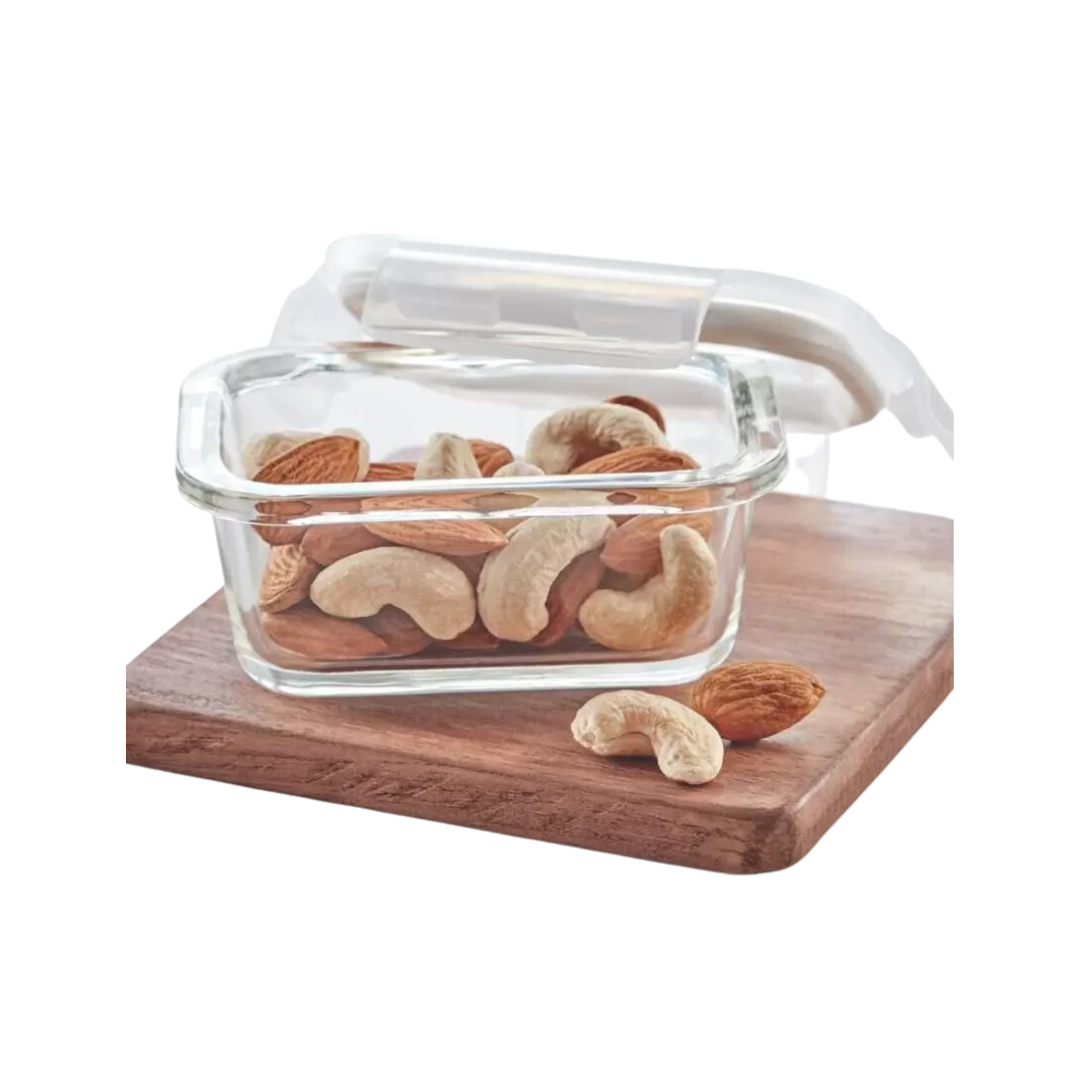 Borosil Klip-N-Store Rectangle Glass Container for Kitchen - 120 ml