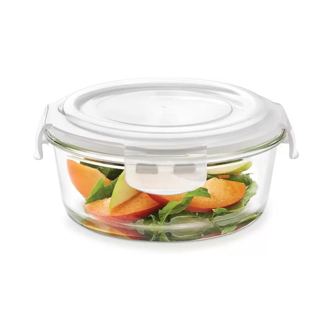 Borosil Klip-N-Store Round Glass Container for Kitchen - 620 ml