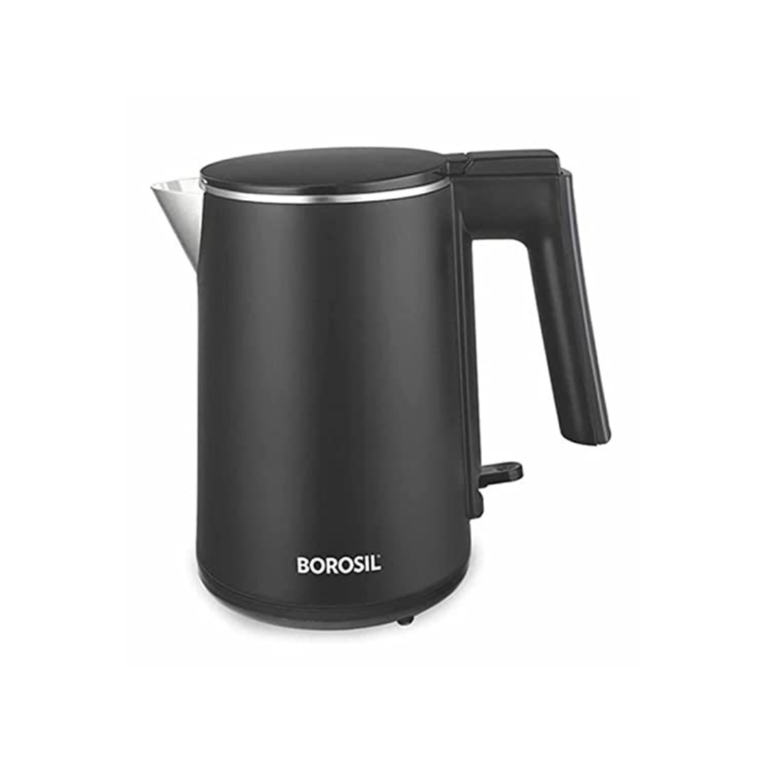 Borosil Cooltouch Stainless Steel Electric Kettle | 1 L| Black |