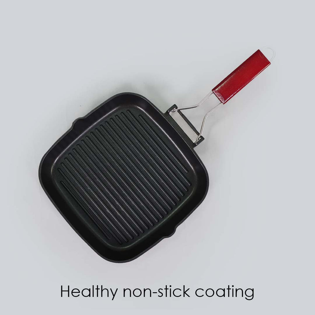 Wonderchef Caesar Nonstick Grill Pan 24 cm Folding Handle