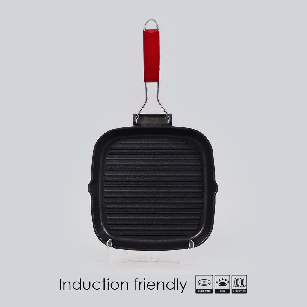 Wonderchef Caesar Nonstick Grill Pan 24 cm Folding Handle