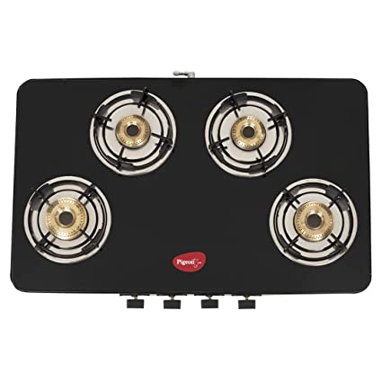 Pigeon Sleek Slim Gas Stove with Glass Top | Black |