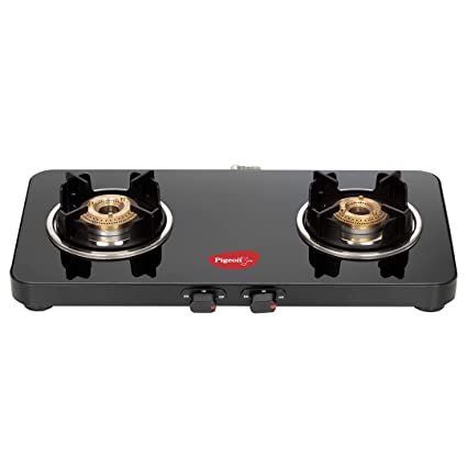 Pigeon Sleek Slim Gas Stove with Glass Top | Black |