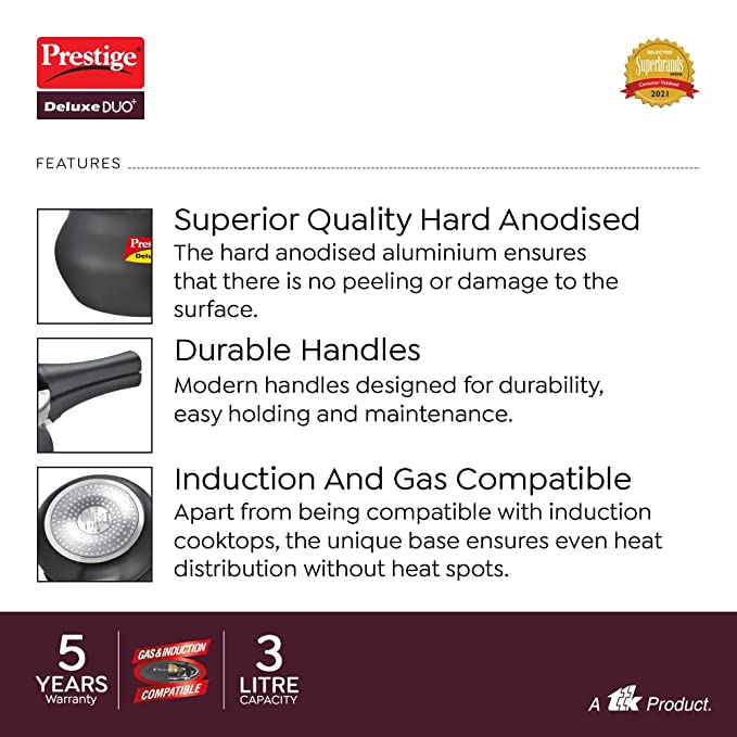 Prestige Deluxe Duo Plus Outer Lid Handi Pressure Cooker