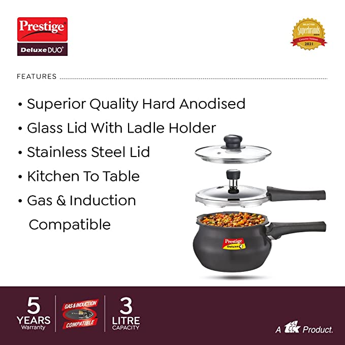 Prestige Deluxe Duo Plus Outer Lid Handi Pressure Cooker