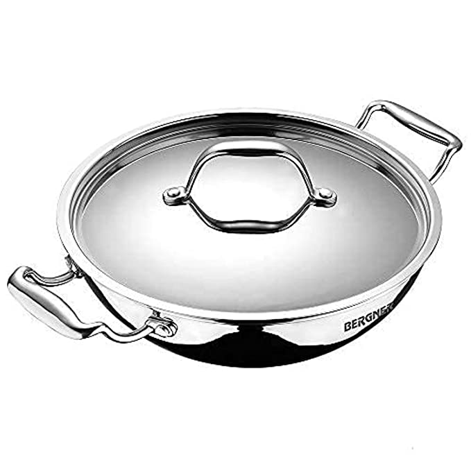Bergner Non stick Tri-Ply Kadhai with lid
