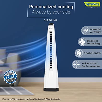 Symphony Surround Bladeless High Speed Tower Fan | Portable |