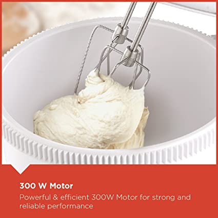 Black+Decker Hand Mixer 300 watt M700,White with Bowl | 5 Speed |