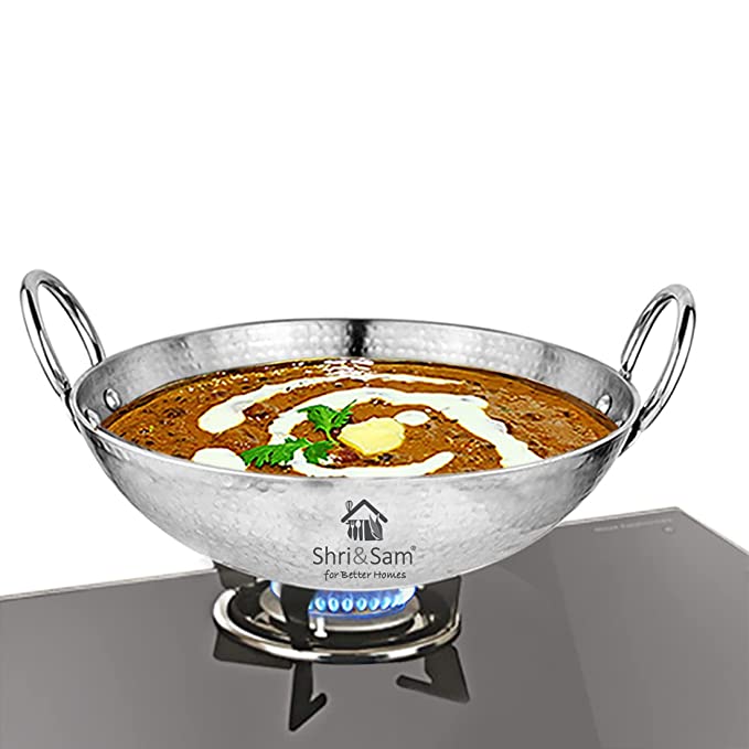 Shri & Sam Stainless Steel Heavy Weight Hammered Kadhai