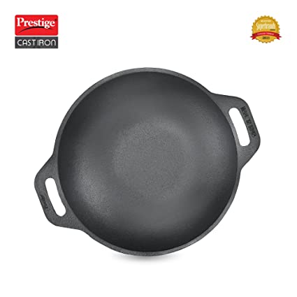 Prestige Cast Iron Kadai, 260 mm | Black |