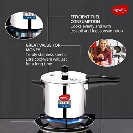 Pigeon Elite Sine Tri-Ply Stainless Steel Pressure Cooker
