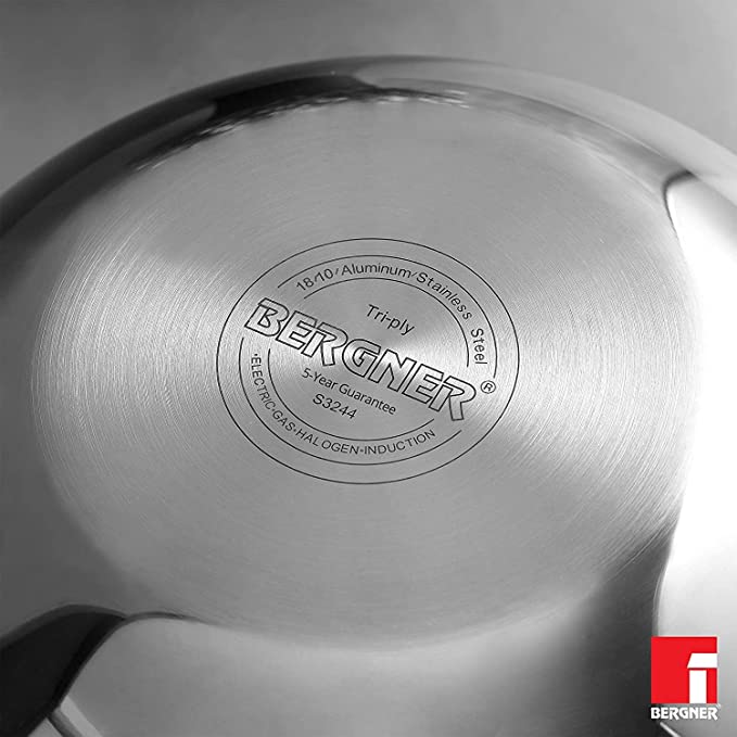 Bergner Non stick Tri-Ply Kadhai with lid