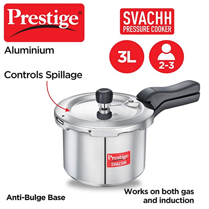 Prestige Svachh Aluminium Outer Lid Pressure Cooker 3 L (Silver)
