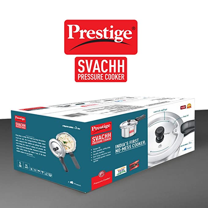 Prestige Svachh Aluminium Outer Lid Pressure Cooker 3 L (Silver)