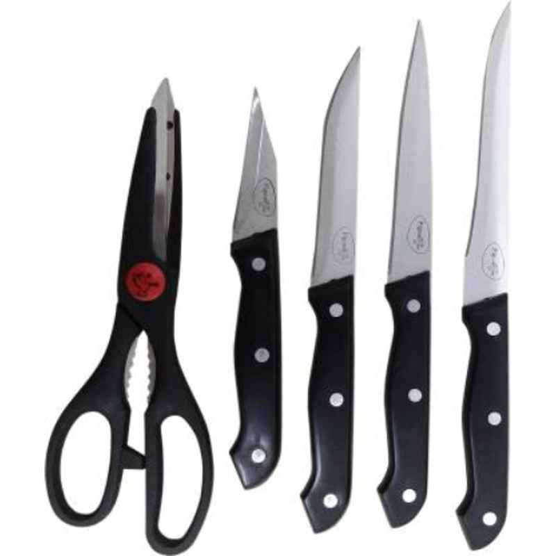 Pigeon 6 Pcs Stainless Steel Knives Set with Wooden Block