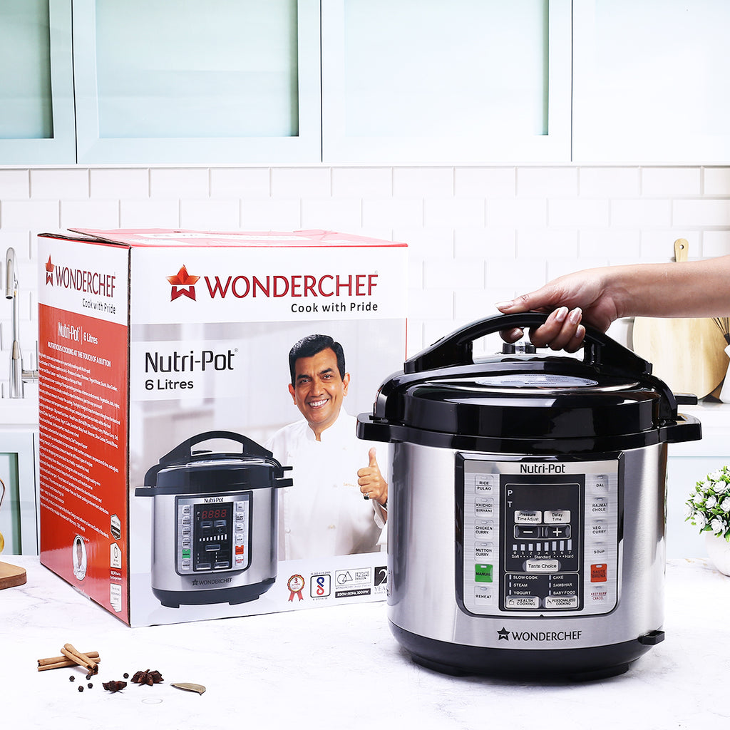 Wonderchef Nutri-Pot Electric Pressure Cooker with 7-in-1 Functions, 6L,3L - Infinia Home and Kitchen