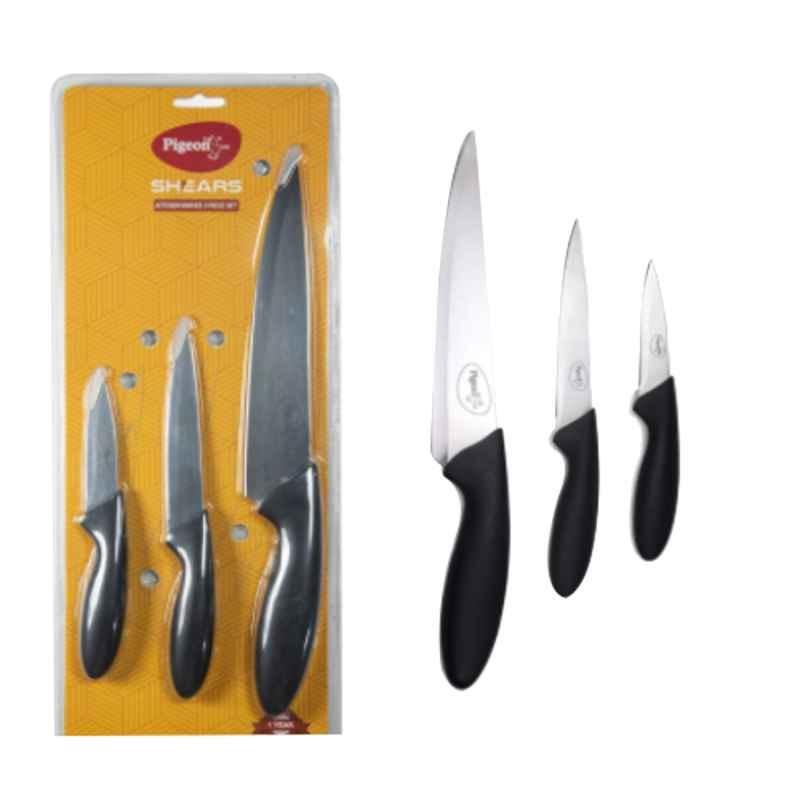 Pigeon 3 Pcs Stainless Steel Black Kitchen Knives Set | Black |