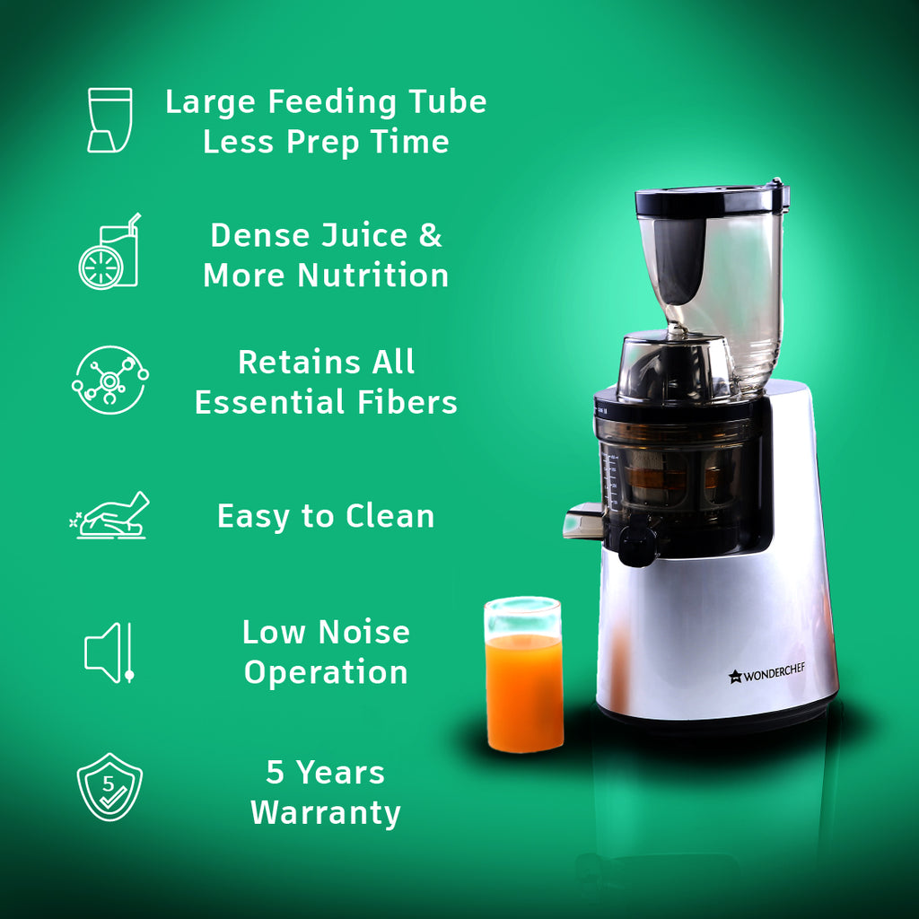 Wonderchef V6 Cold Press Slow Juicer, 200W