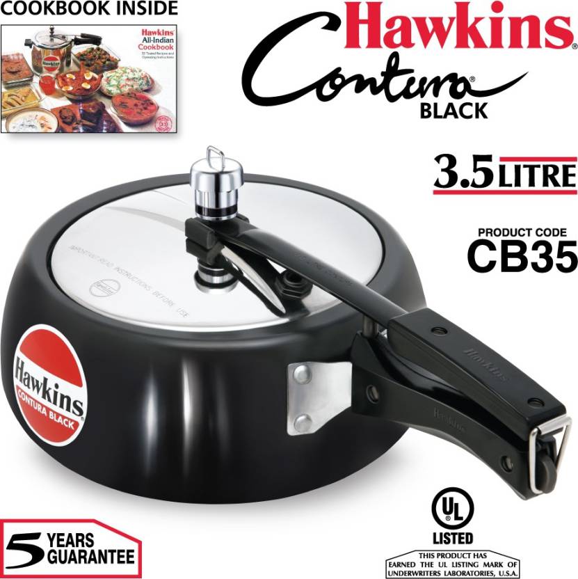 Hawkins Contura Pressure Cooker | Hard Anodised Inner Lid Cooker | Black |