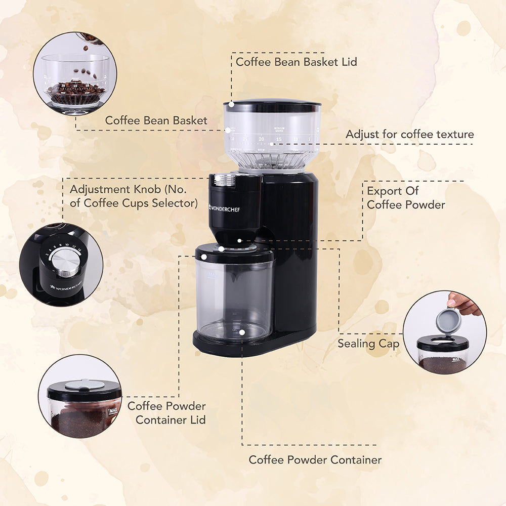 Wonderchef Regalia Coffee Grinder | Grind Coffee Beans | 2 Years Warranty