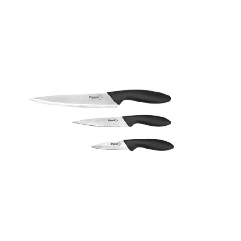 Pigeon 3 Pcs Stainless Steel Black Kitchen Knives Set | Black |