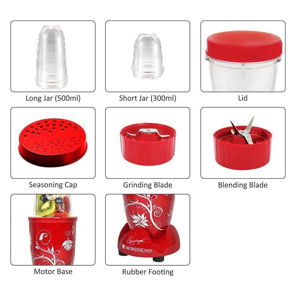 WONDERCHEF NUTRI-BLEND 400 WATTS JUICER MIXER GRINDER | RED |