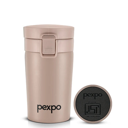Pexpo Cocoa Vacuum Insulated Coffee Mug | Lock Push Button | Double Wall |
