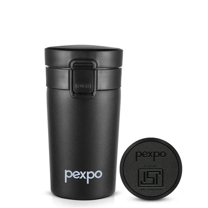 Pexpo Cocoa Vacuum Insulated Coffee Mug | Lock Push Button | Double Wall |