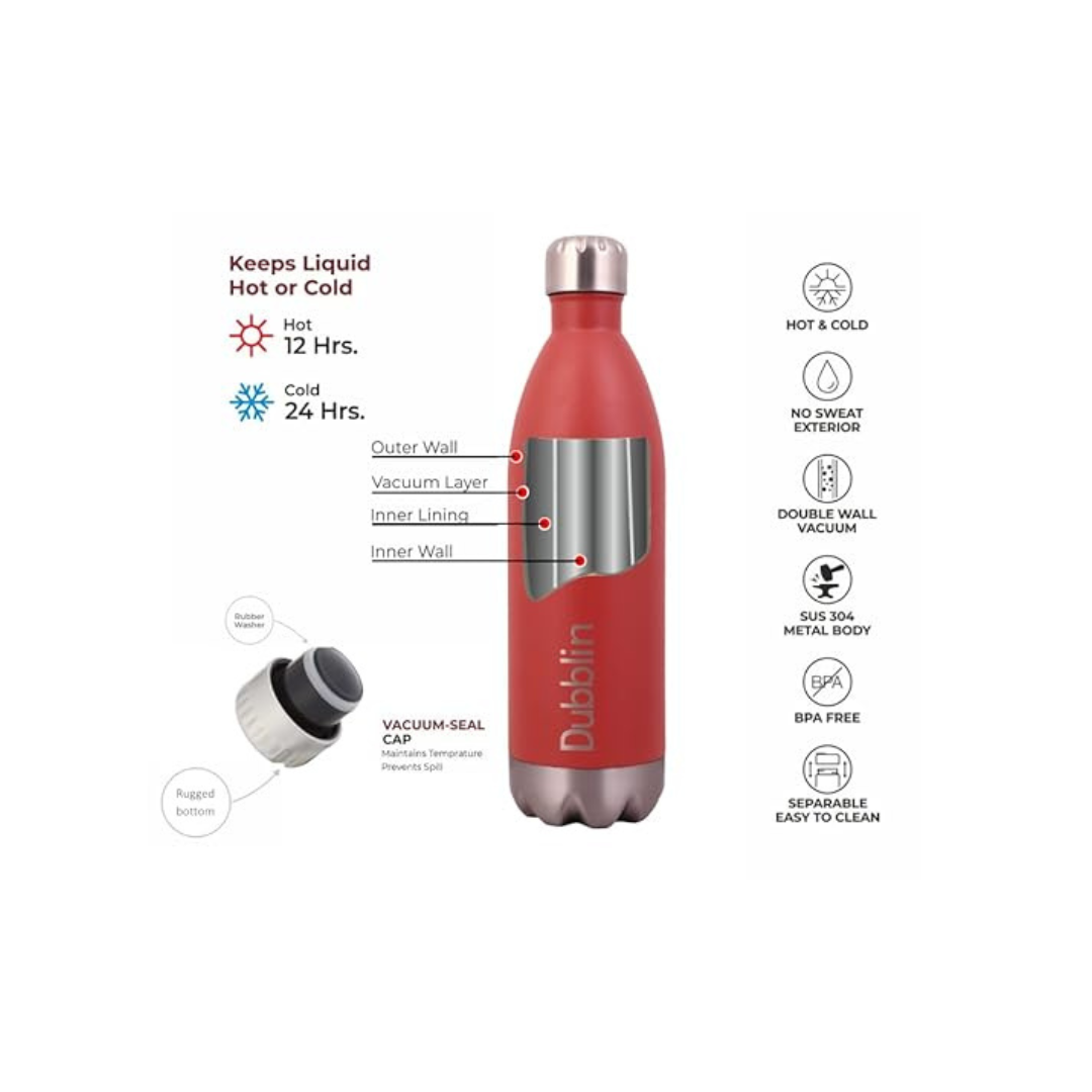 Dubblin CIP COLA Stainless Steel Water Bottle | 1000ml | Red |