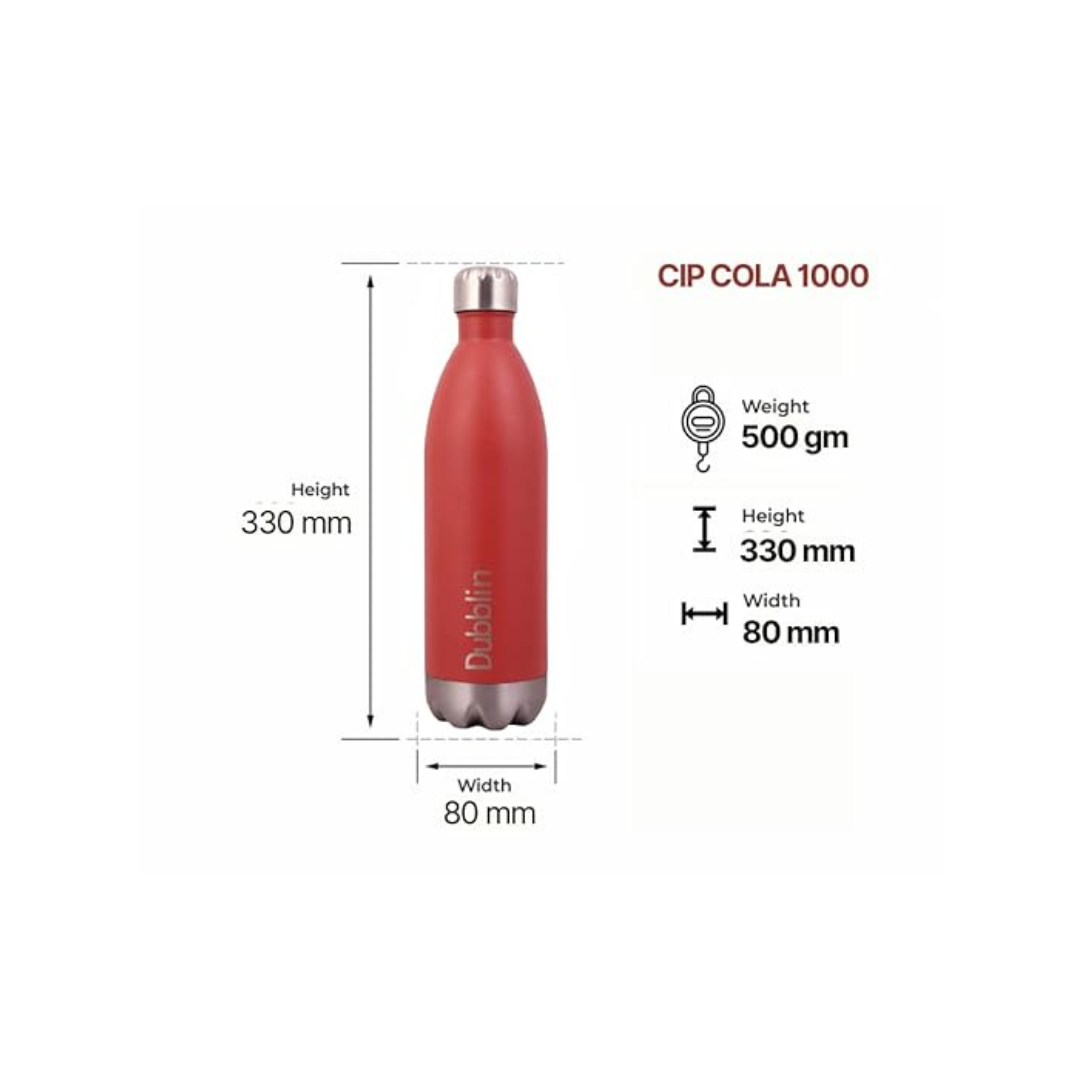 Dubblin CIP COLA Stainless Steel Water Bottle | 1000ml | Red |