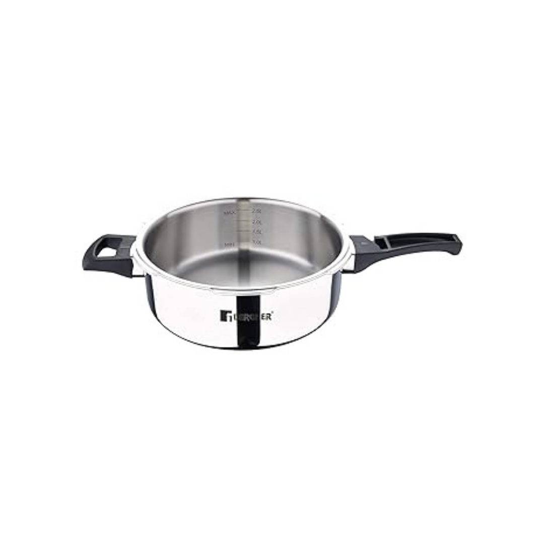 BERGNER  Argent Element Pura Tri-Ply SS Pressure Cooker | 3.5 Liter | 5 Years Warranty | With Outer Lid