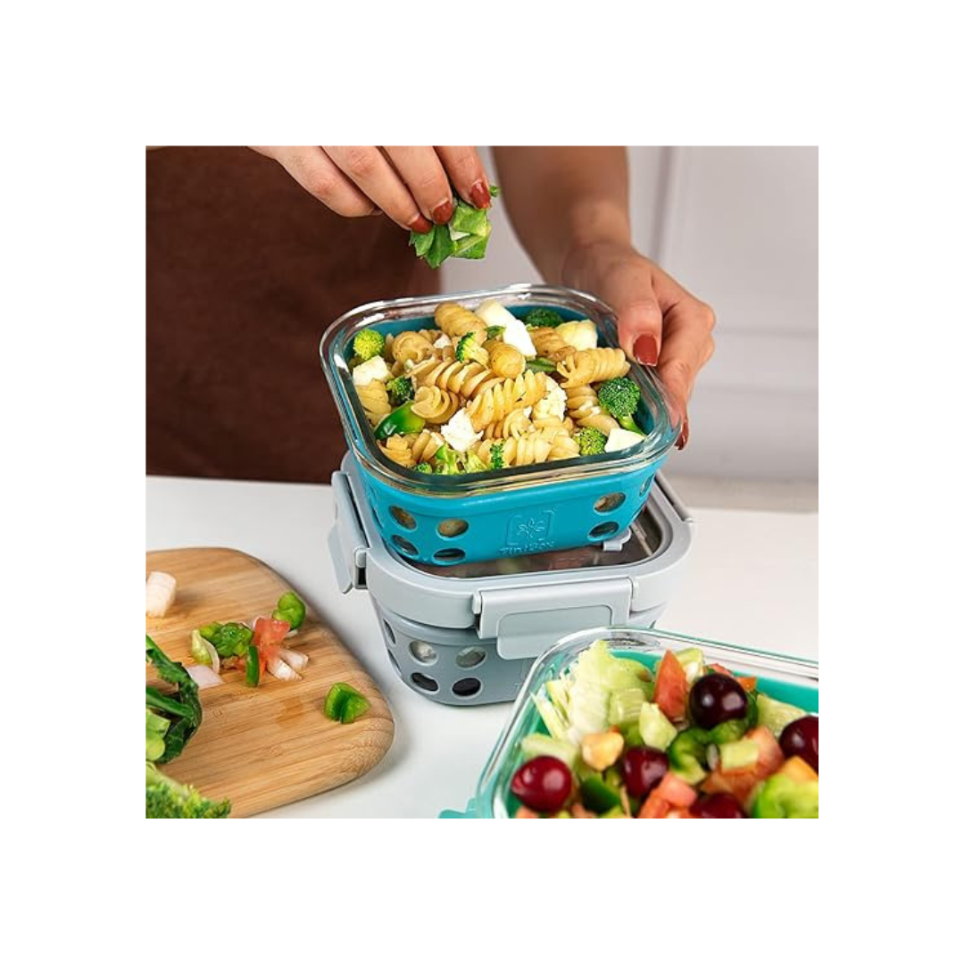 TintBox Glass Lunch Box with Glass Lid | Marine Grey | 500ml