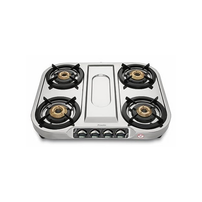 Preethi Shine SS 4 Burner Gas Stove, Manual Ignition