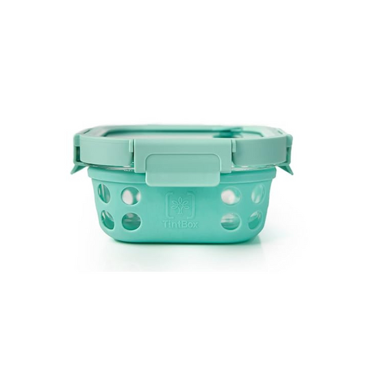 TintBox Glass Lunch Box with Glass Lid | Coral Green | 500ml