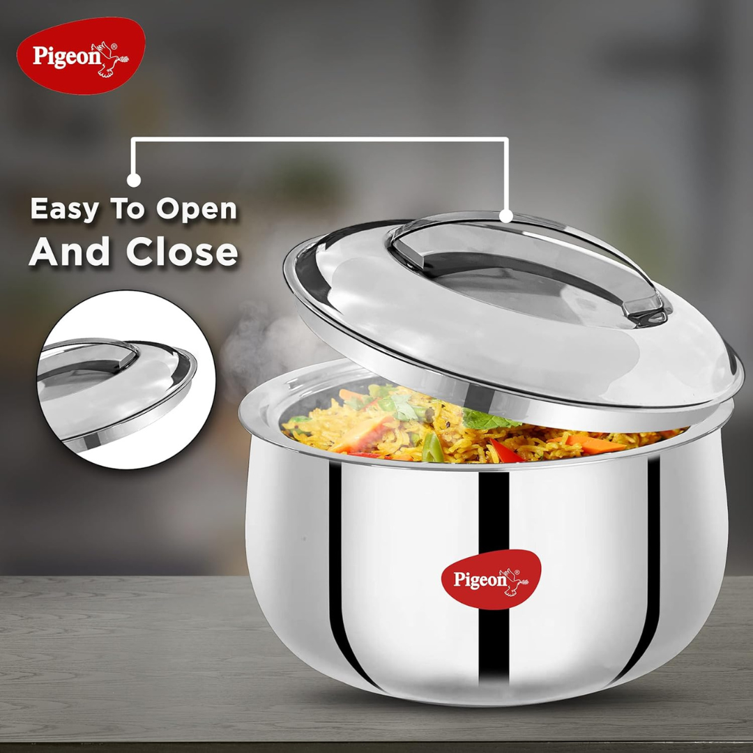 Pigeon Stainless Steel Casserole with Double Walled Insulation | 4500 ml