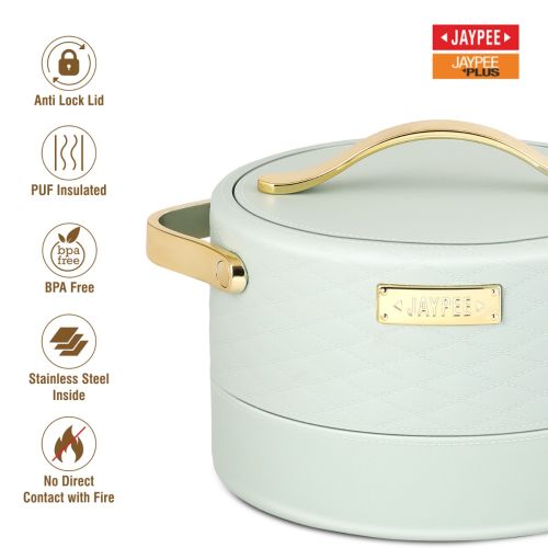 Jaypee Luxura Inner Stainless Steel Casserole | 1500ml | Green | Unique Design | Hot Case |
