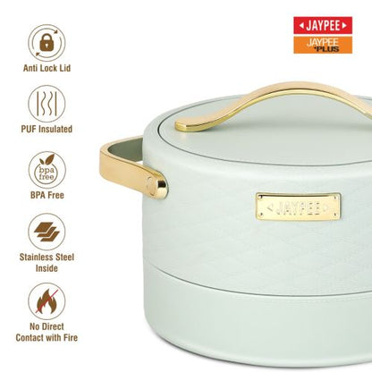 Jaypee Luxura Inner Stainless Steel Casserole | 1500ml | Green | Unique Design | Hot Case |