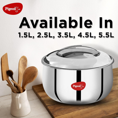 Pigeon Stainless Steel Casserole with Double Walled Insulation | 5500 ml |