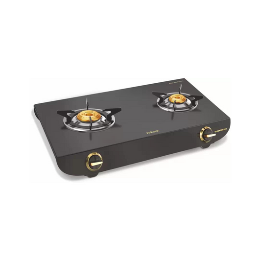 Vidiem Tusker Gold Gas Stove Black Steel Manual Stove  | 2 Burners