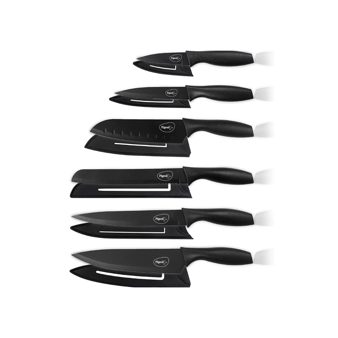 Pigeon Carbon 6 Piece Knife Set | Black |